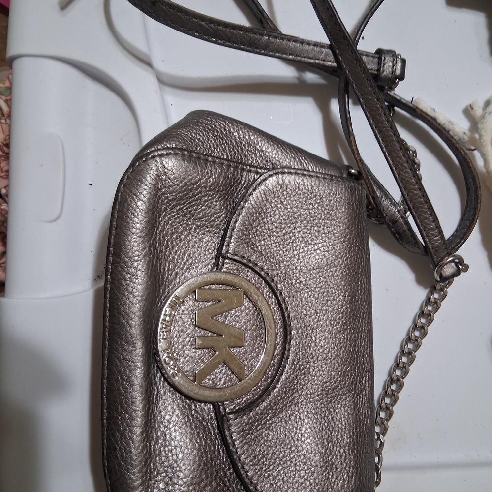 Michael Kors Silver Wristlet Clutch Purse
